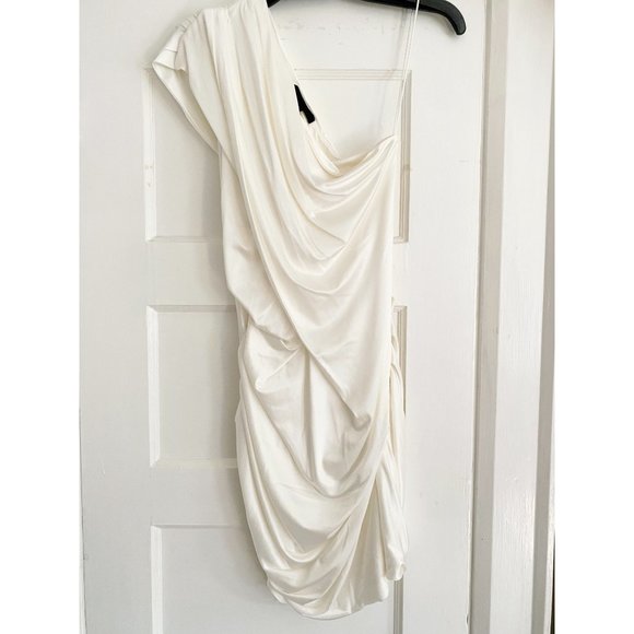 Alexander Wang White Jersey One Shoulder Mini Dress, size 10 (fits like 6/8) - Picture 4 of 9